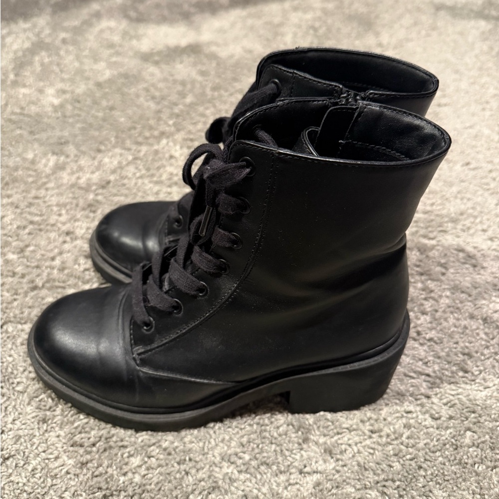 Black Lace-Up Ankle Boots